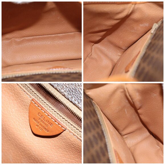 CELINE Macadam Canvas Shoulder Bag PVC Leather Brown - Picture 15 of 16